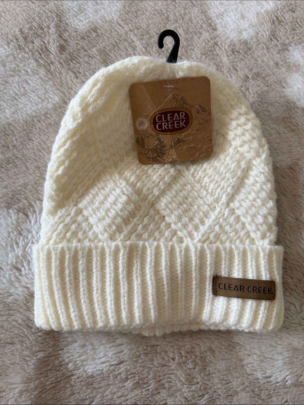 Women's Cream Knit Beanie Hat